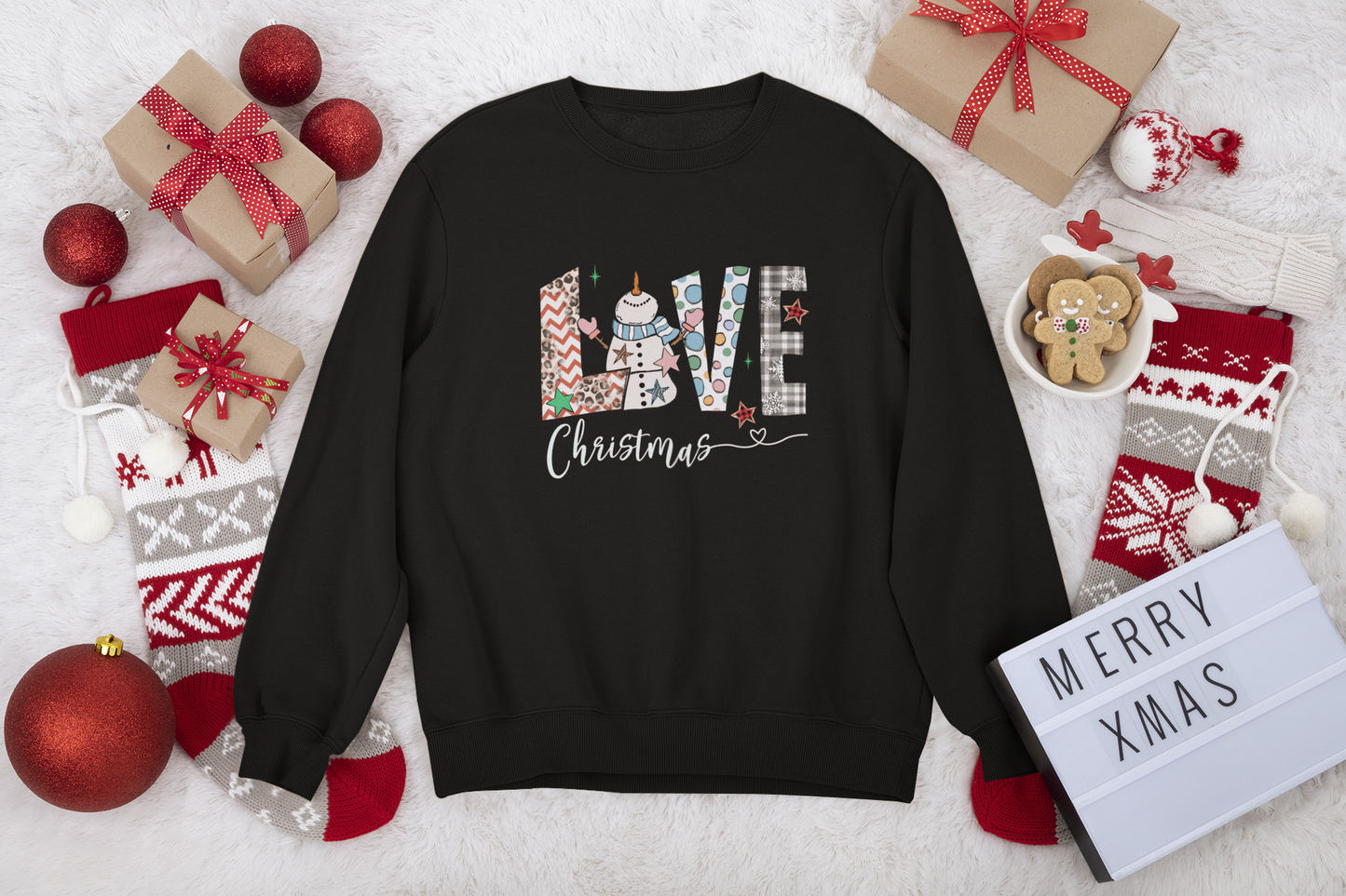 Graphic Designed Holiday Love Christmas Unisex Crewneck Sweatshirt