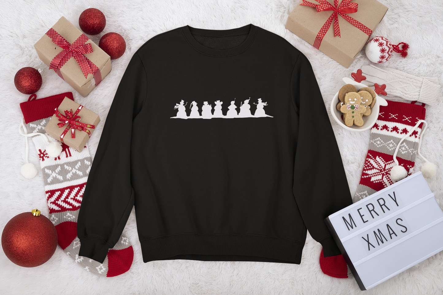 Graphic Designed Holiday Christmas Snowman Unisex Crewneck Sweatshirt