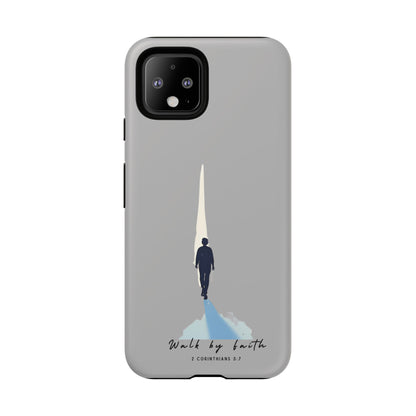 Inspirational Tough Phone Case - "Walk by Faith" Design - Bible Verse Phone Protection