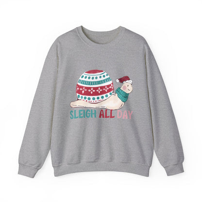 Graphic Designed Holiday Christmas Snowman Sleigh Unisex Crewneck Sweatshirt