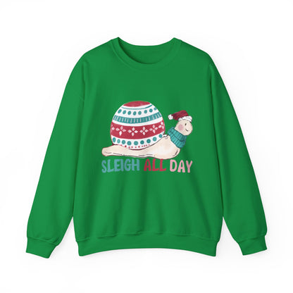 Graphic Designed Holiday Christmas Snowman Sleigh Unisex Crewneck Sweatshirt