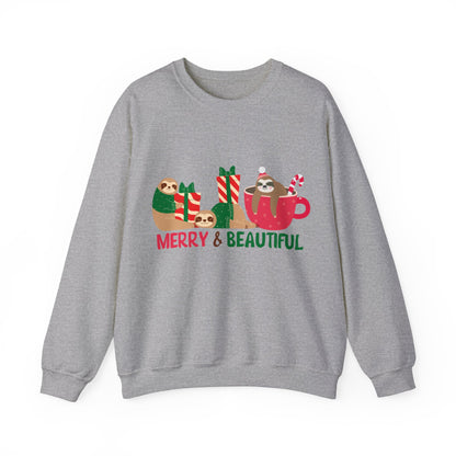 Graphic Designed Holiday Christmas Merry and Bright Unisex Crewneck Sweatshirt