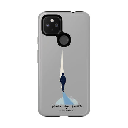 Inspirational Tough Phone Case - "Walk by Faith" Design - Bible Verse Phone Protection