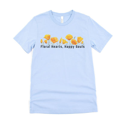 Floral Hearts Happy Soul Graphic Ultimate Comfort Styled Unisex T-shirt