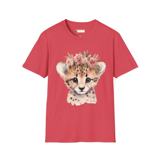 Graphic Animal Designed Leopard Cub Comfort Styled T-shirts