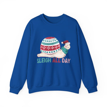 Graphic Designed Holiday Christmas Snowman Sleigh Unisex Crewneck Sweatshirt