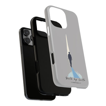 Inspirational Tough Phone Case - "Walk by Faith" Design - Bible Verse Phone Protection