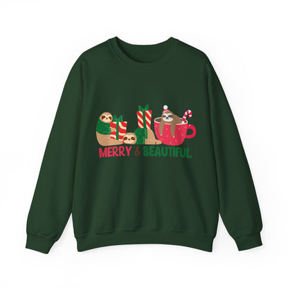 Graphic Designed Holiday Christmas Merry and Bright Unisex Crewneck Sweatshirt