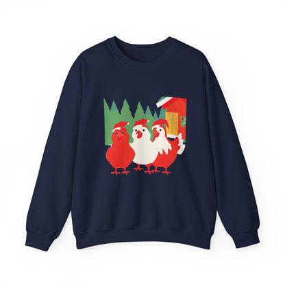 Graphic Designed Holiday Christmas Chicken Unisex Crewneck Sweatshirt