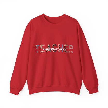 Designed Teacher A Super Hero Graphic Unisex Crewneck Sweatshirt