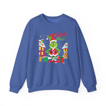 Graphic Designed Holiday Christmas Grinch Mode Crewneck Sweatshirt