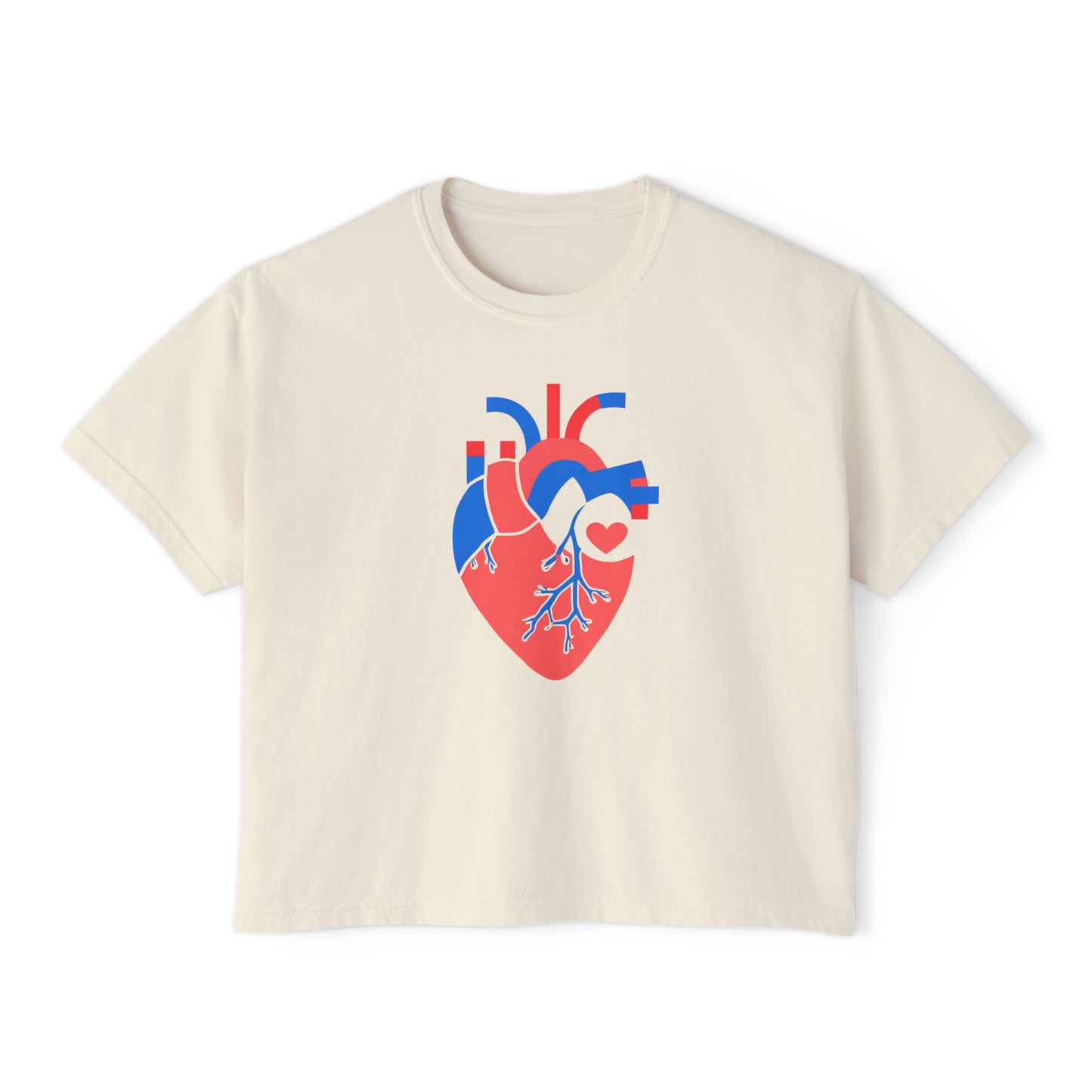 Graphic Heartfelt Women's Boxy Tee - Casual Love Design for Everyday Comfort
