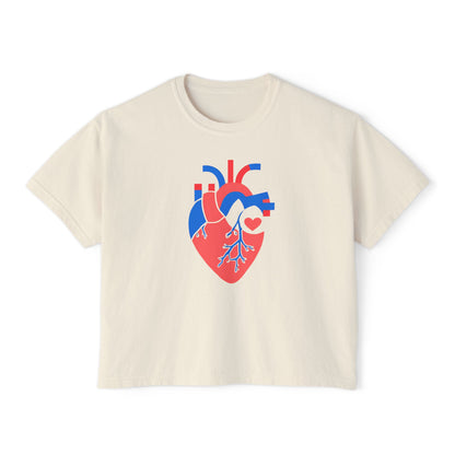 Graphic Heartfelt Women's Boxy Tee - Casual Love Design for Everyday Comfort