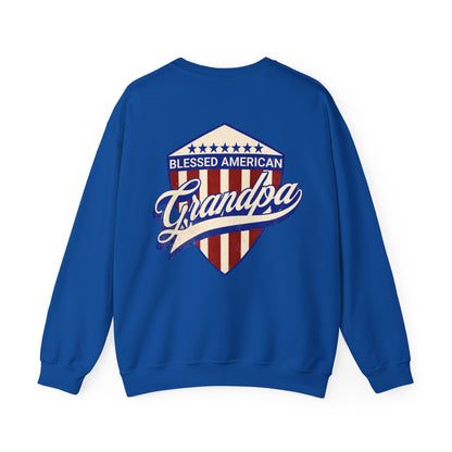 Graphic Blessed American Grandpa  Unisex Crewneck Sweatshirt