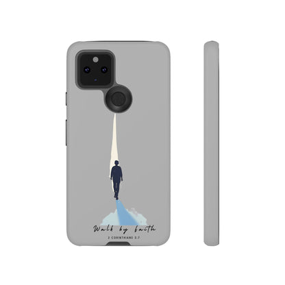 Inspirational Tough Phone Case - "Walk by Faith" Design - Bible Verse Phone Protection
