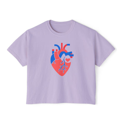 Graphic Heartfelt Women's Boxy Tee - Casual Love Design for Everyday Comfort