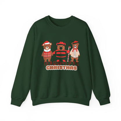 Graphic Designed Holiday Christmas "Bear-iful Christmas"Unisex Crewneck Sweatshirt