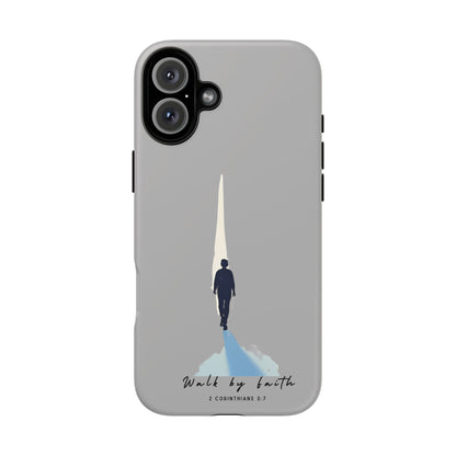 Inspirational Tough Phone Case - "Walk by Faith" Design - Bible Verse Phone Protection