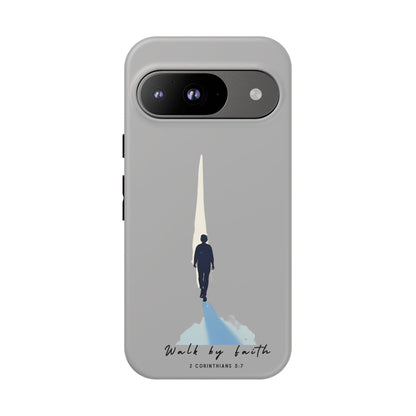 Inspirational Tough Phone Case - "Walk by Faith" Design - Bible Verse Phone Protection
