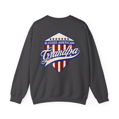 Graphic Blessed American Grandpa  Unisex Crewneck Sweatshirt