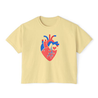 Graphic Heartfelt Women's Boxy Tee - Casual Love Design for Everyday Comfort