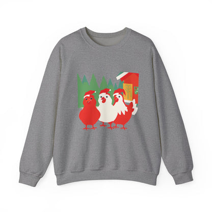 Graphic Designed Holiday Christmas Chicken Unisex Crewneck Sweatshirt