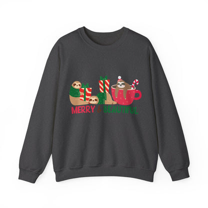 Graphic Designed Holiday Christmas Merry and Bright Unisex Crewneck Sweatshirt