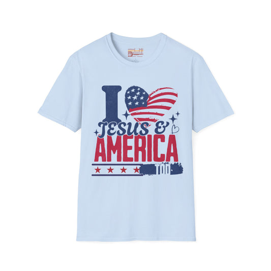 Graphic I Love Jesus and America Too, July 4th Ultimate Comfort Unisex T-shirt