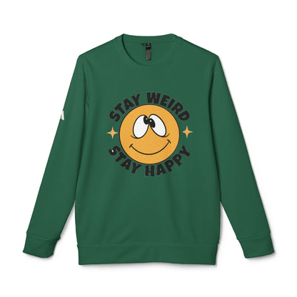 DTG adidas® Unisex Fleece Crewneck Stay Weird Stay Happy Sweatshirt