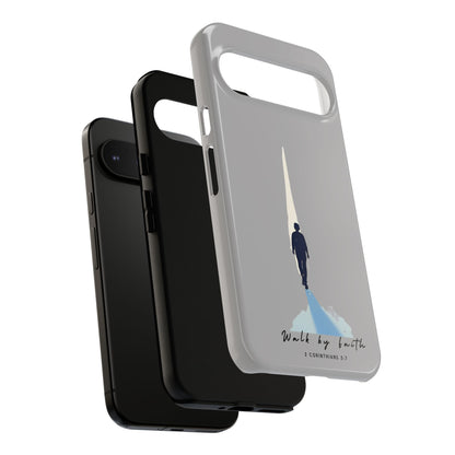 Inspirational Tough Phone Case - "Walk by Faith" Design - Bible Verse Phone Protection