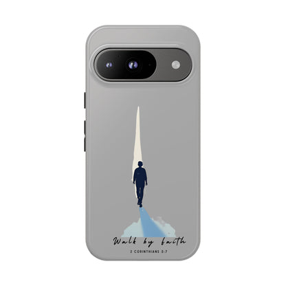 Inspirational Tough Phone Case - "Walk by Faith" Design - Bible Verse Phone Protection