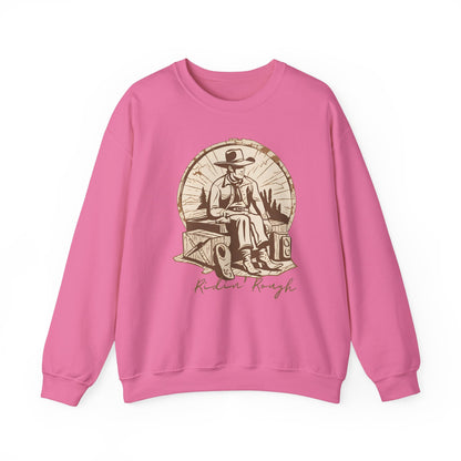 Graphic Designed Holiday Cowboy Riding Rough Unisex Crewneck Sweatshirt