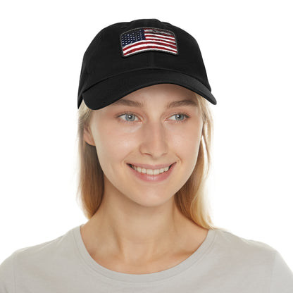 July 4th Dad Hat with Leather Patch Design