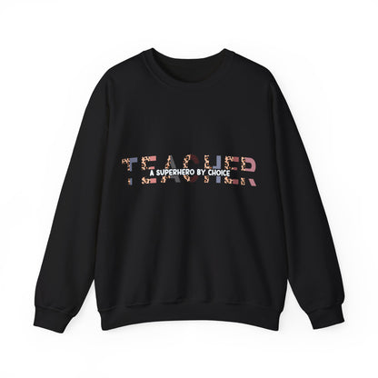 Designed Teacher A Super Hero Graphic Unisex Crewneck Sweatshirt