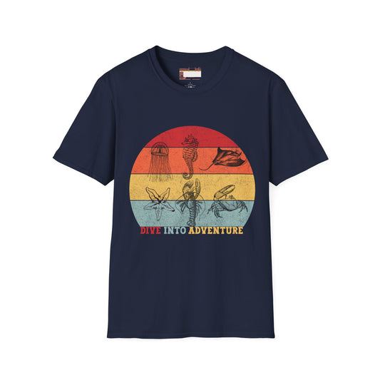 Deep Diving Sea Creatures Graphic Comfort Unisex T-shirt