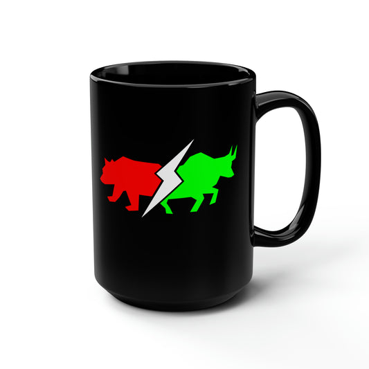 Bullish And Bearish (Stock Market) Black Mug 15oz