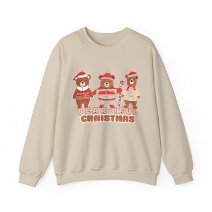 Graphic Designed Holiday Christmas "Bear-iful Christmas"Unisex Crewneck Sweatshirt