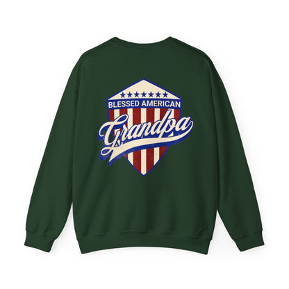 Graphic Blessed American Grandpa  Unisex Crewneck Sweatshirt