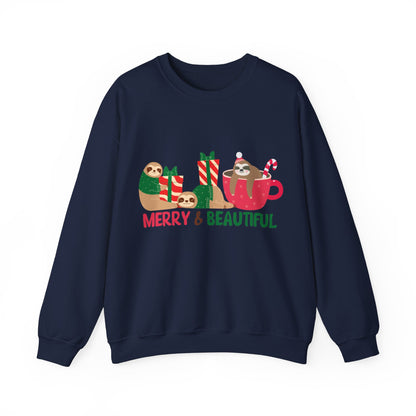 Graphic Designed Holiday Christmas Merry and Bright Unisex Crewneck Sweatshirt