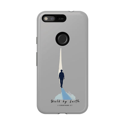 Inspirational Tough Phone Case - "Walk by Faith" Design - Bible Verse Phone Protection