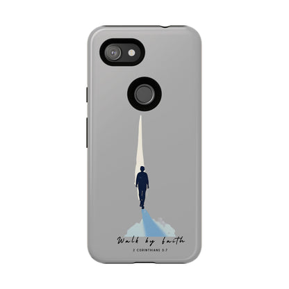 Inspirational Tough Phone Case - "Walk by Faith" Design - Bible Verse Phone Protection