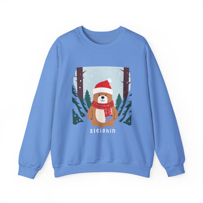 Graphic Designed Holiday Christmas Unisex Crewneck Sleighing  Sweatshirt