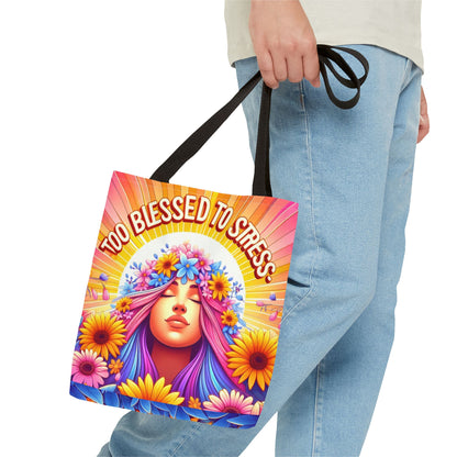 Graphic Too Blessed To Stress Style Tote Bag
