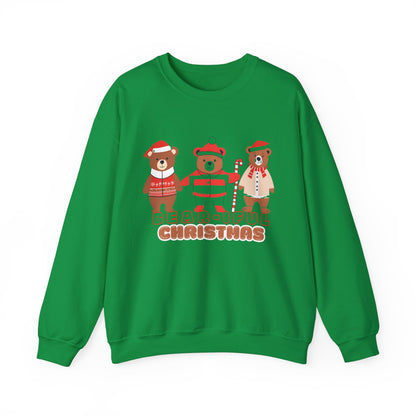Graphic Designed Holiday Christmas "Bear-iful Christmas"Unisex Crewneck Sweatshirt