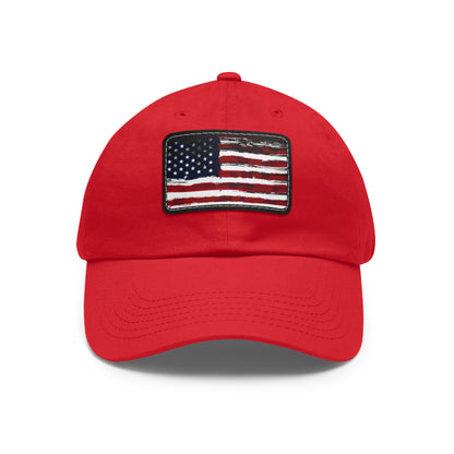 July 4th Dad Hat with Leather Patch Design