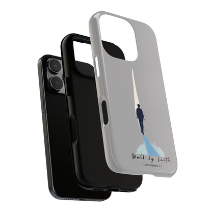Inspirational Tough Phone Case - "Walk by Faith" Design - Bible Verse Phone Protection