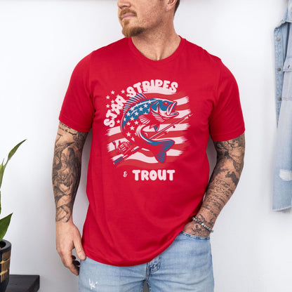 Star, Stripes and Trout Ultimate Comfort Unisex Funny T-shirt