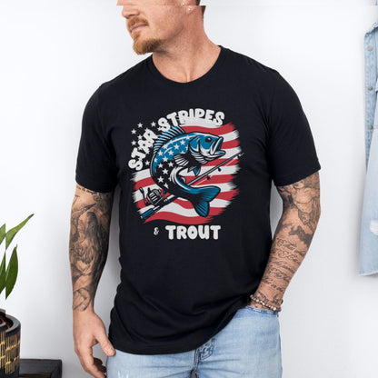 Star, Stripes and Trout Ultimate Comfort Unisex Funny T-shirt