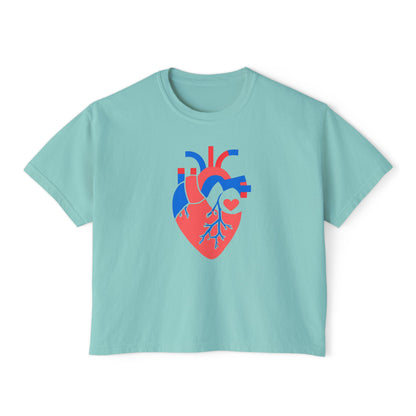 Graphic Heartfelt Women's Boxy Tee - Casual Love Design for Everyday Comfort