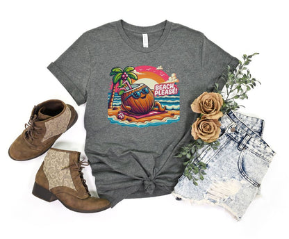 Graphic Summer Suntan "Beach Please" Designed Unisex T-shirts